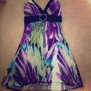 Short Halter Peacock Colored Sun Dress